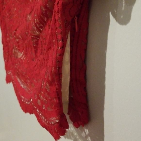 Red Lace Crop Top - Picture 5 of 6